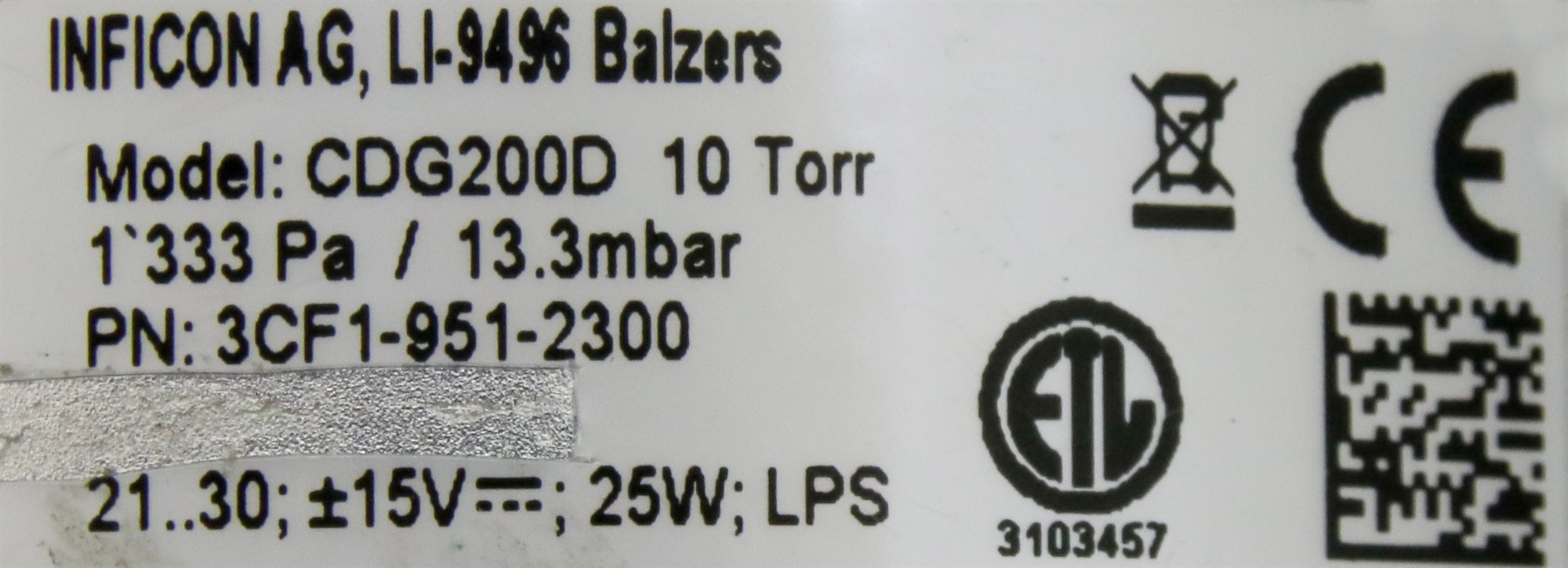 〜eacc〜 T32 INFICON CAPACITANCE DIA GAUGE LI-9496 BALZERS CDG200D | eBay